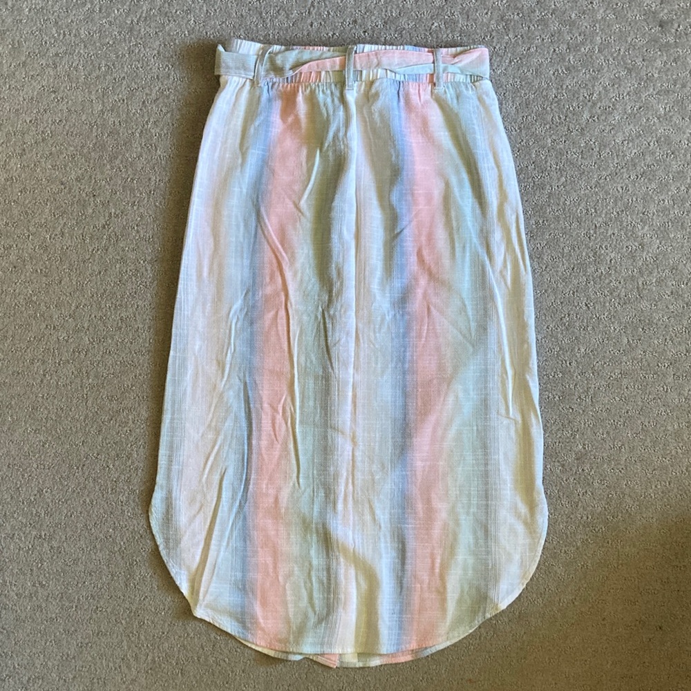 CLOTH & STONE curved hem belted pastel midi skirt, XS. - Picture 2 of 10